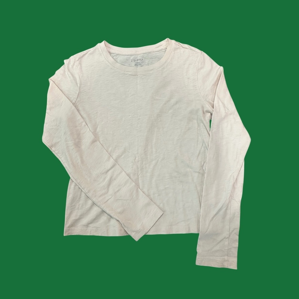Z Supply Womens Cream Cotton Slub Long Sleeve Crew Neck Tee ZT223540S Small